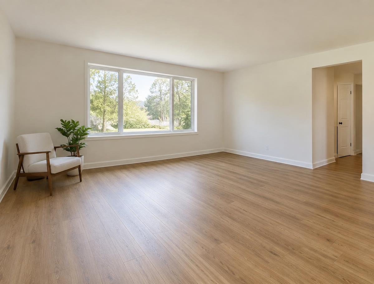Freshly updated flooring in a clean empty living room